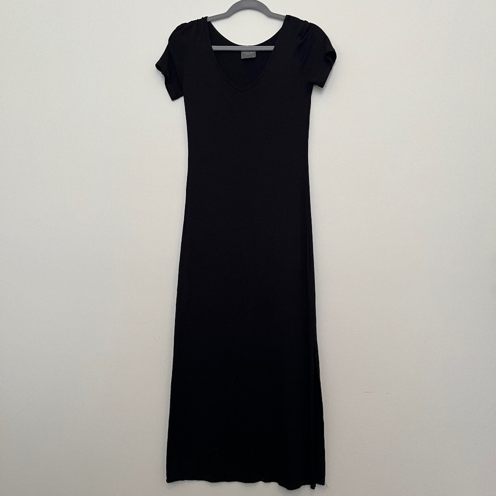 Short sleeve plain black maxi dress size XS